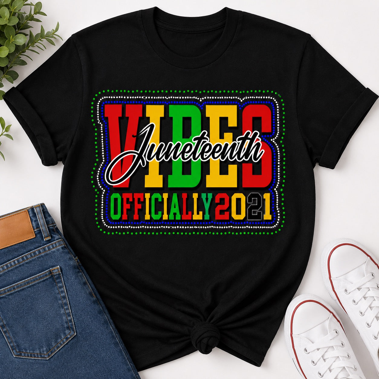 Juneteenth Vibes Officially 2021 HTV + Rhinestone SVG Template