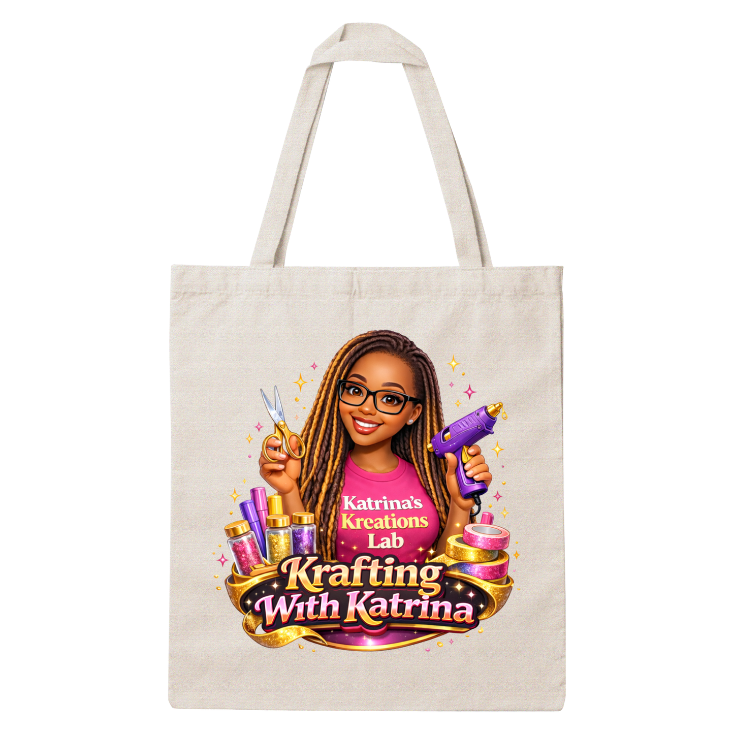 Krafting With Katrina Canvas Tote Bag, Katrina’s Kreations Lab Crafter Tote
