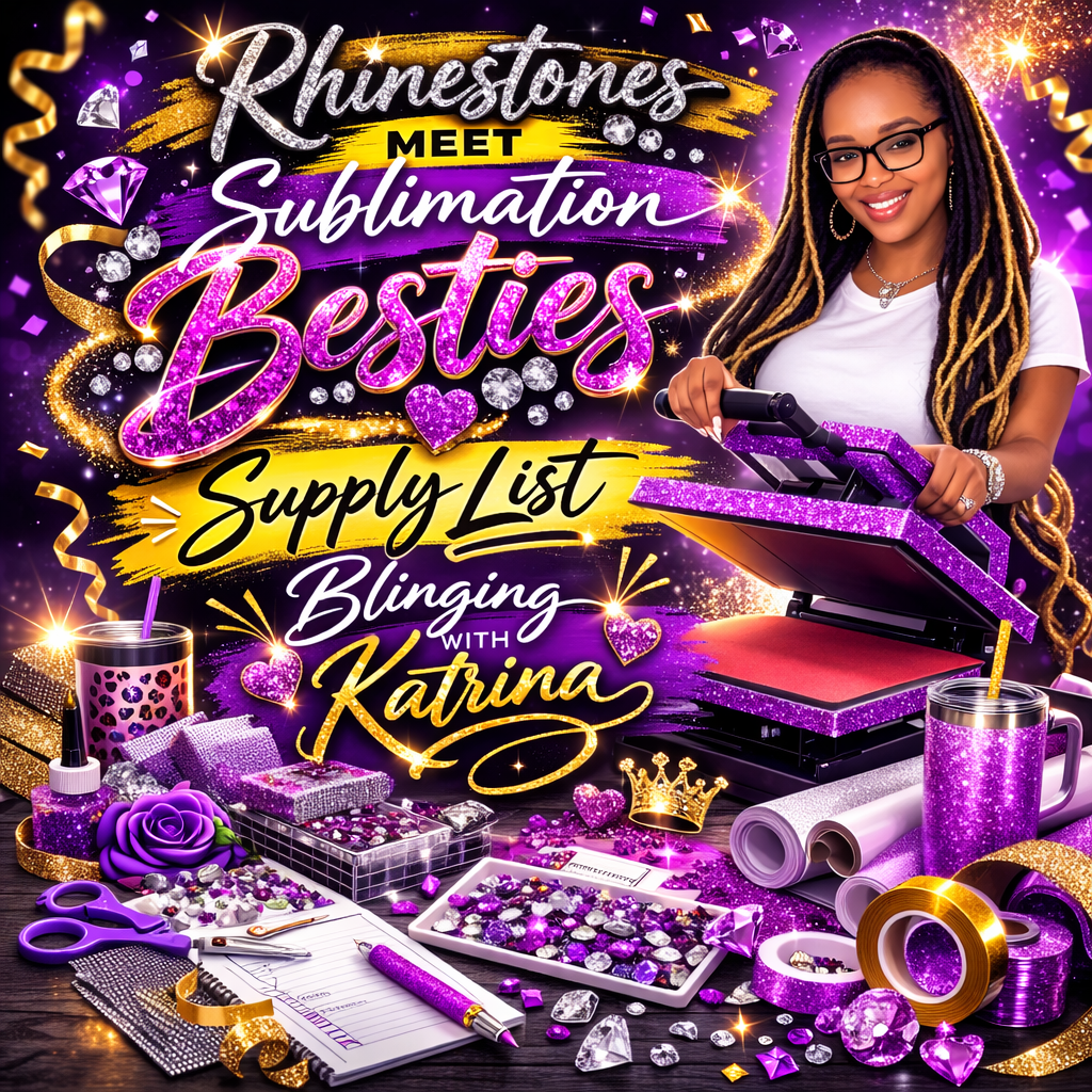 Rhinestones Meet Sublimation Besties Supply List | Blinging with Katrina