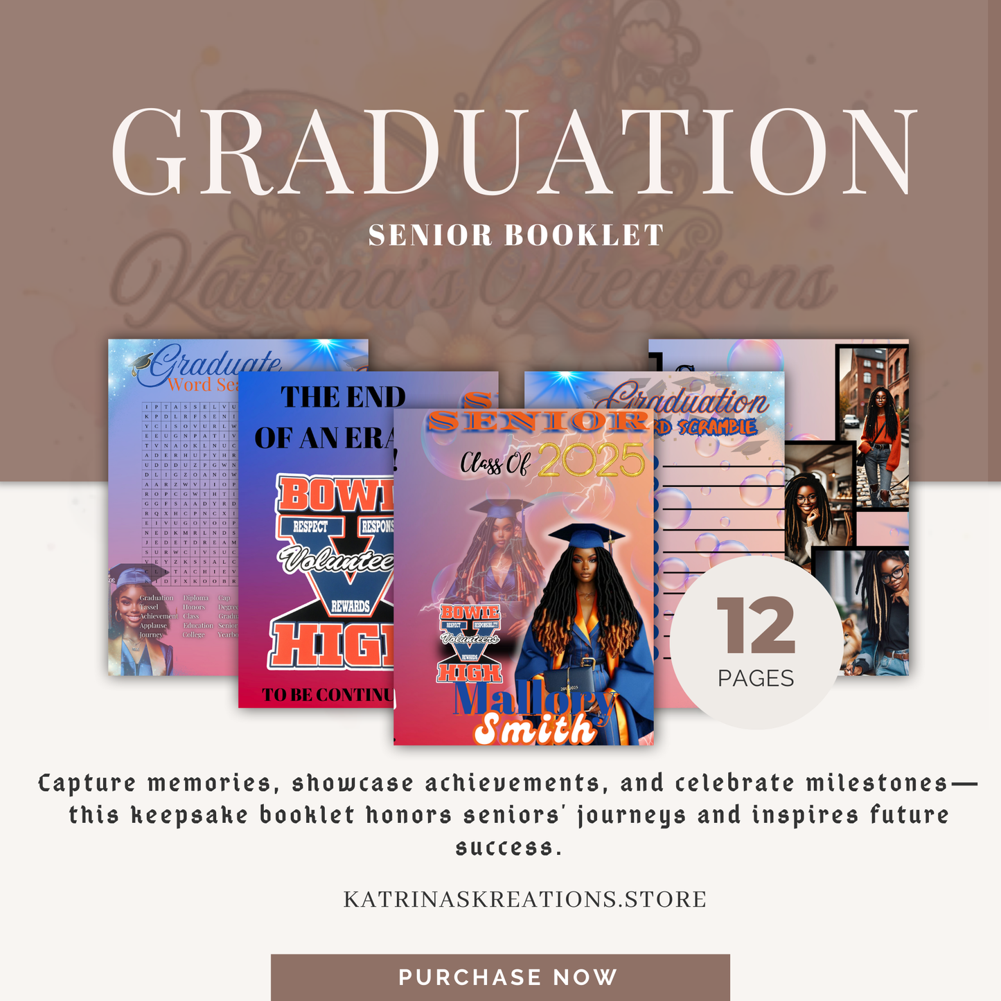 Senior Spotlight: Custom 8-Page Graduation Memory Booklet (Minimum Order of 6)