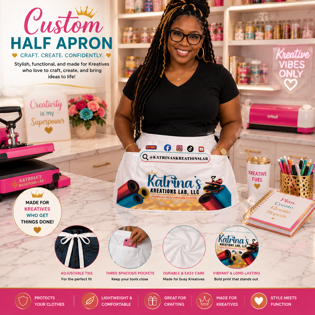 Custom Half Apron | Personalized Craft, Vendor & Business Apron