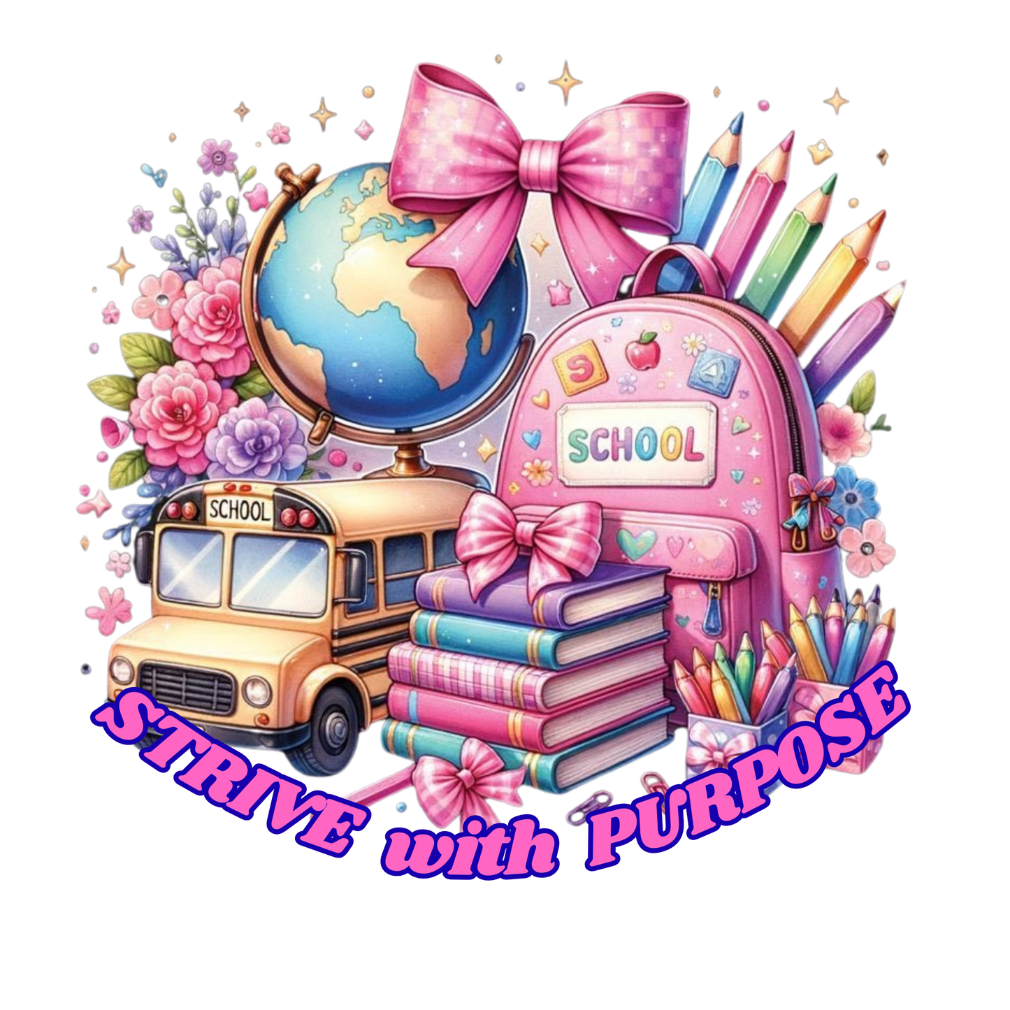 Strive with Purpose Sticker – Back to School Motivational Stationery