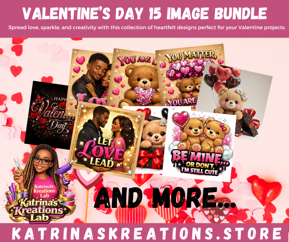 Valentine’s Day 15 Image Bundle, Love Themed PNG Designs for Sublimation, DTF, T-Shirts, Stickers, Digital Download