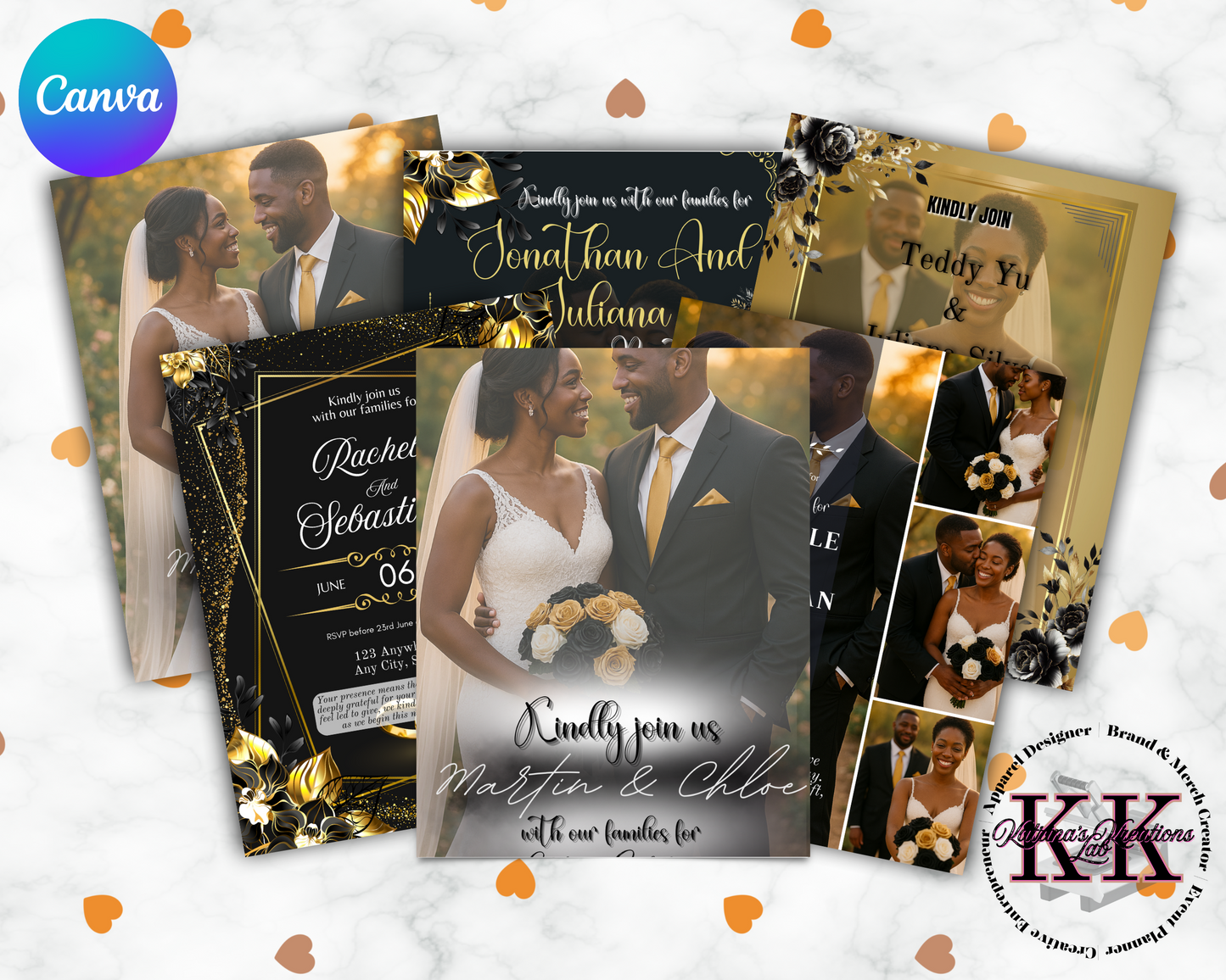 Elegant Wedding Invitation Set of 5 – Personalized Modern Invitations for Your Special Day | Minimalist & Romantic Design