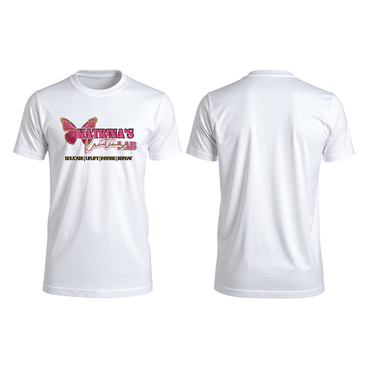 Katrina’s Kreations Lab White Graphic T Shirt, Butterfly Brand Tee