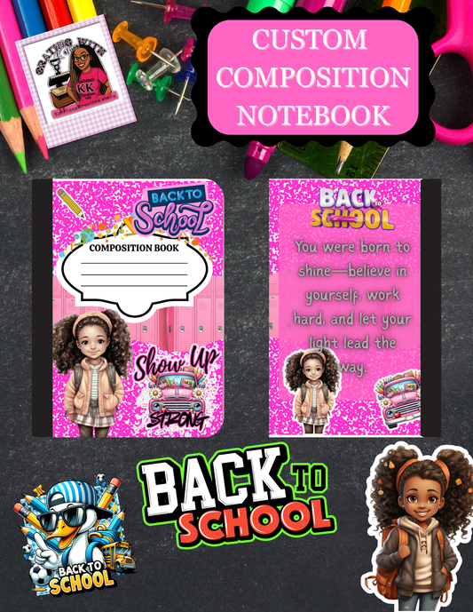Printable Back-to-School Composition Notebook Cover – 7x10.2" Canva Design