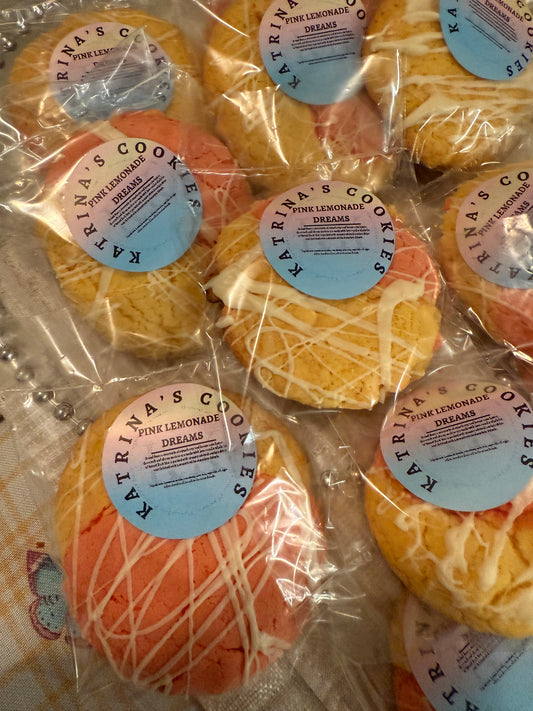 🍋 Pink Lemonade Dream Cookies (Dozen) – $25