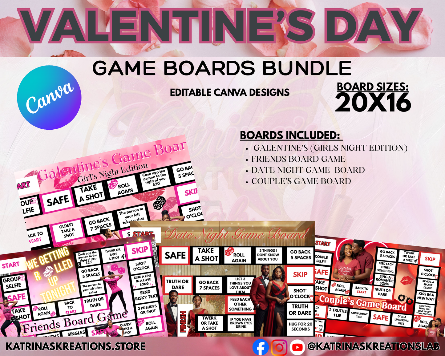 Ultimate Valentine’s Day Game Collection | Editable Canva Templates for Couples & Friends
