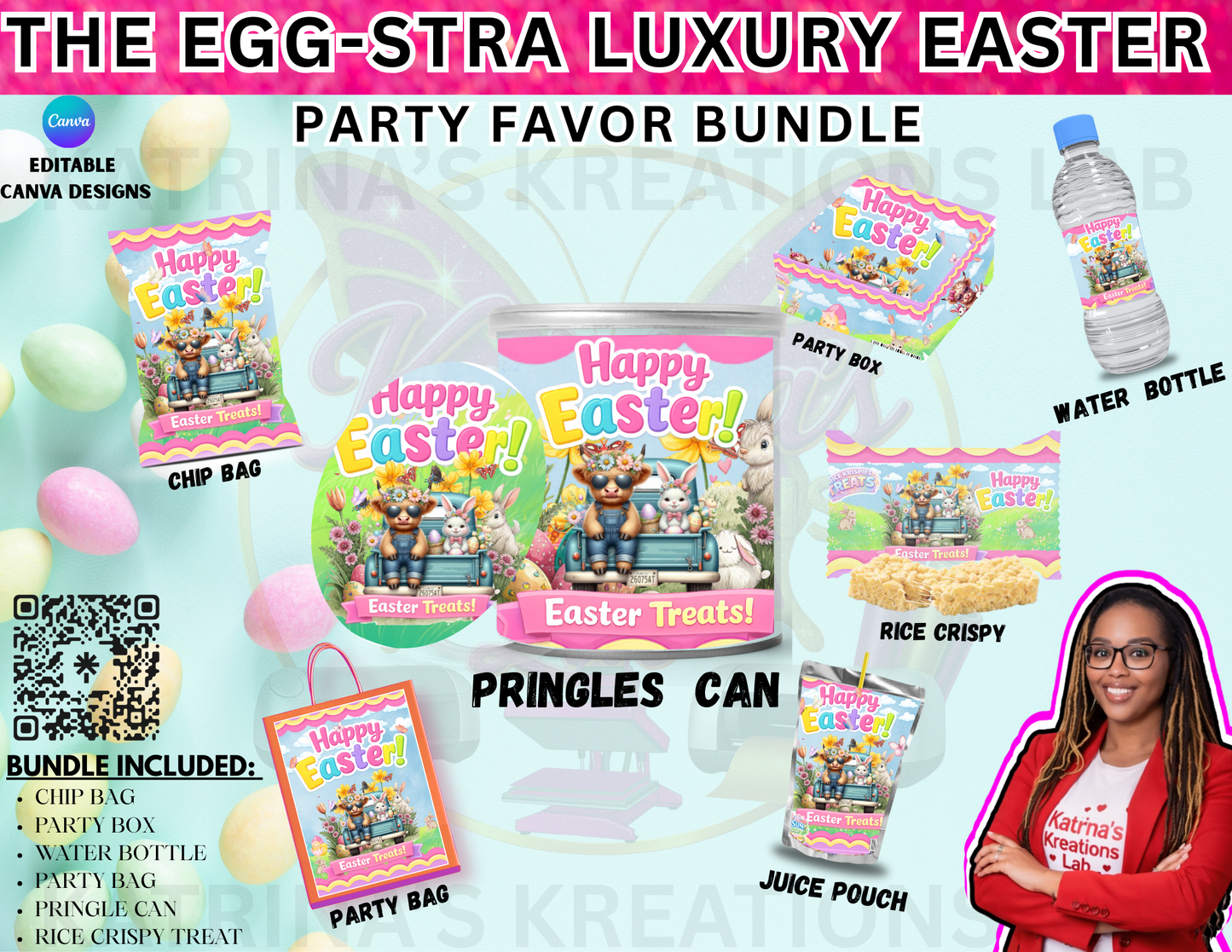Egg-stra Special Easter Party Favor Freebie, Canva Editable Template, Instant Download