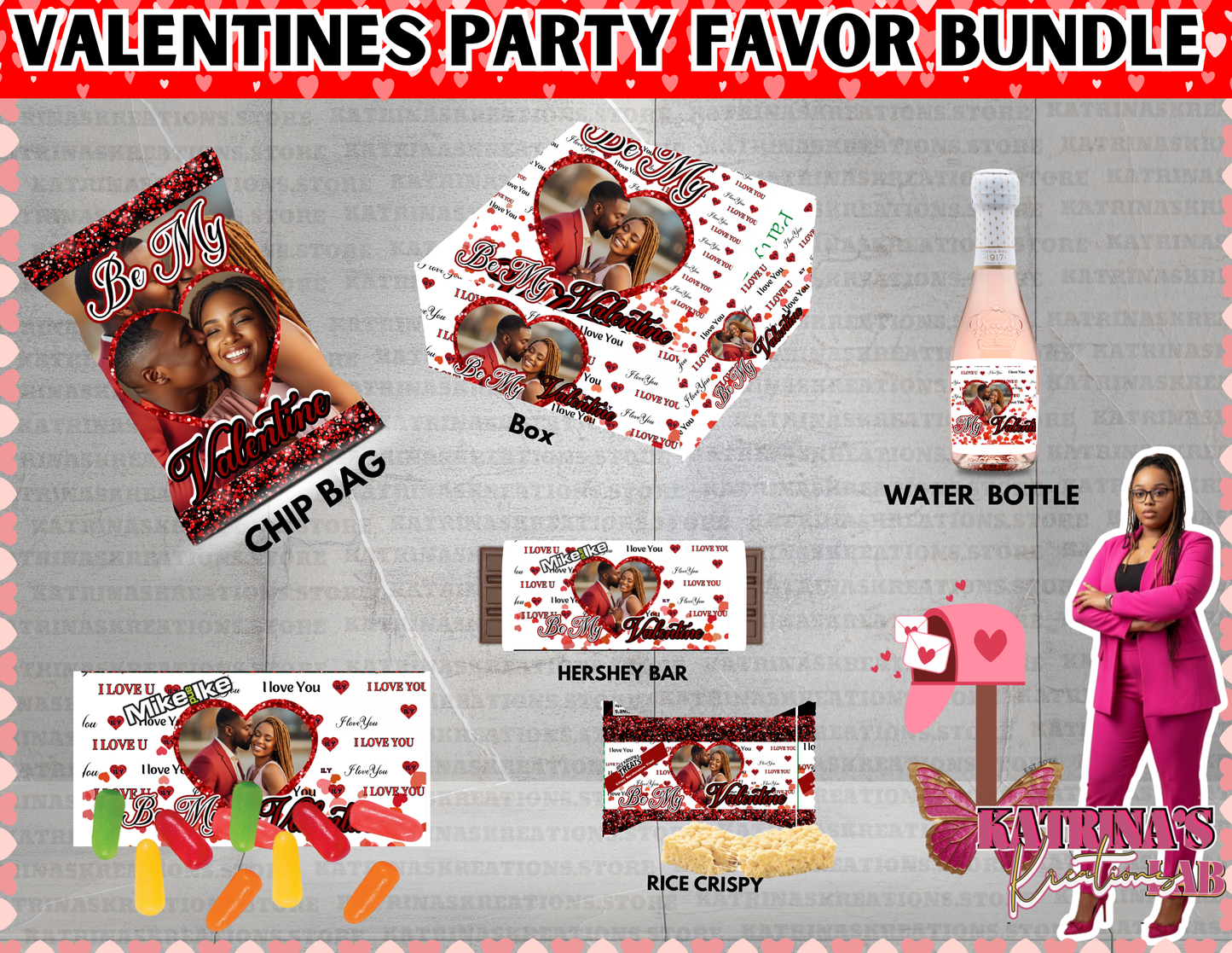 Valentine’s Party Favor Box BUNDLE | EDITABLE IN CANVA Edible Templates